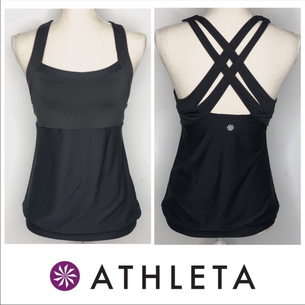 Athleta Stride Double Cross Strap Workout Top